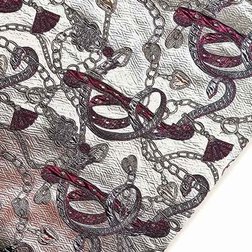 پارچه ژاکارد تافته زنجیری رنگ گیلاسی 